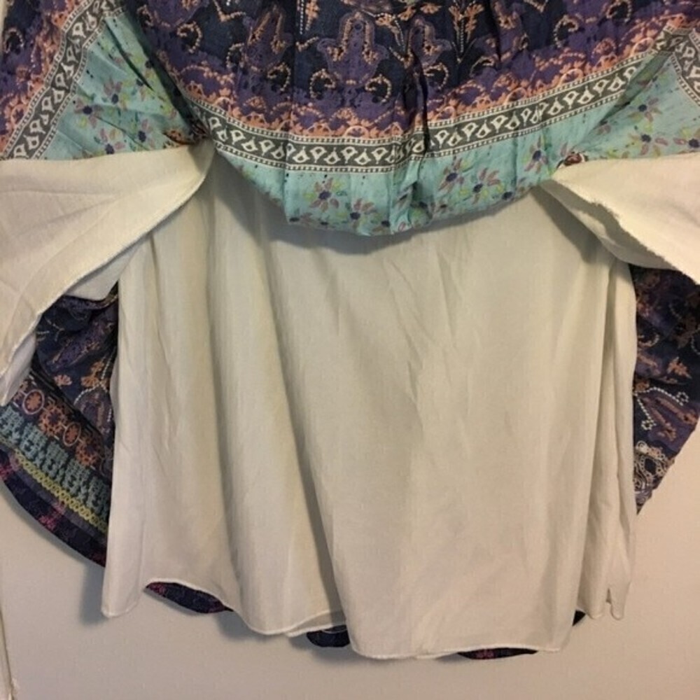 Japna Tiered Summer Short Skirt Size M Pockets Boho Blue Pink Viscose NEW - Picture 5 of 5